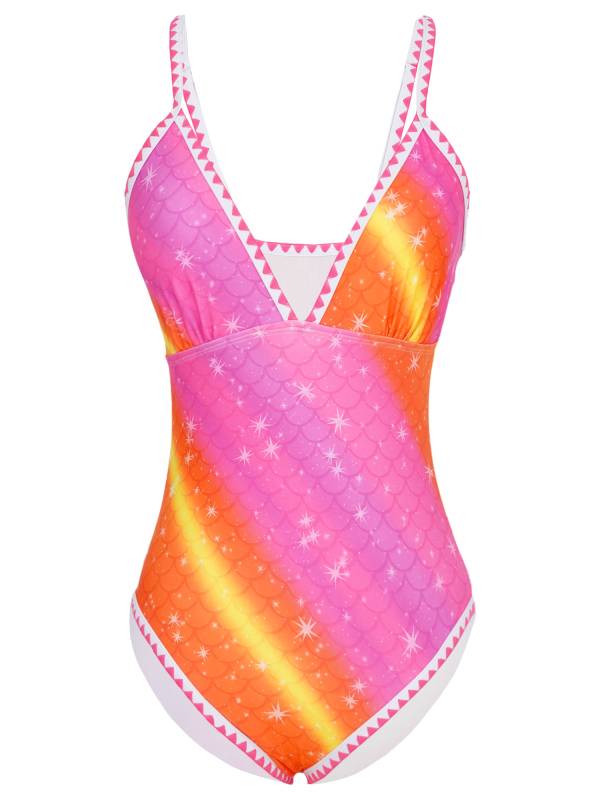 Women Deep V Neck Sleeveless High Cut One Piece Swimsuit thumb