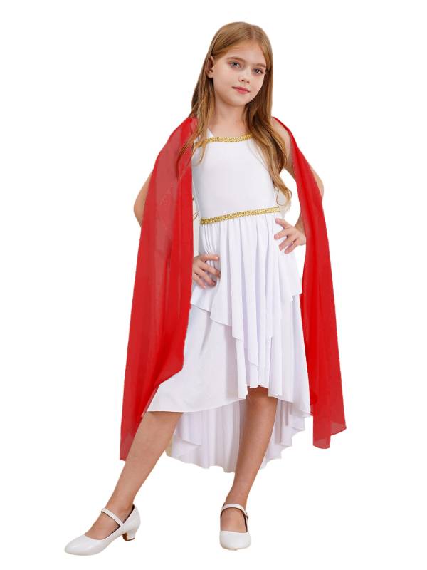 Kids Girls Sleeveless Shawl Flowy Hi-Lo Dress Halloween Greek Toga Costume thumb