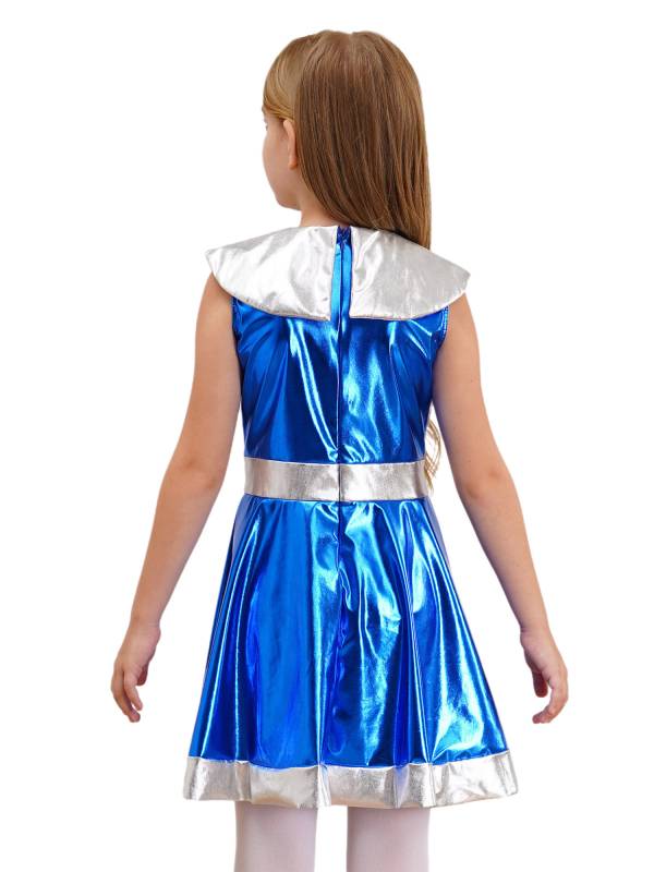 Kids Girl Sleeveless Metallic Y3K A-line Dress Halloween Alien Costume thumb