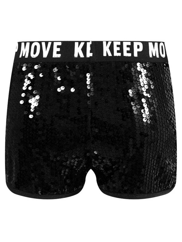 Kids Girls Sparkling Sequin Letters Print Jazz Dance Shorts thumb