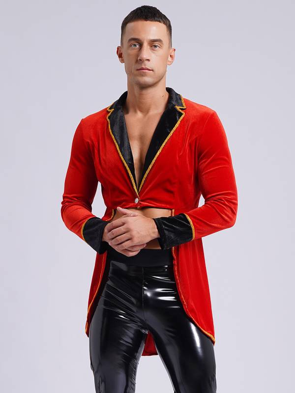 Men Velvet Long Sleeve Lapel Blazers Jacket for Halloween thumb