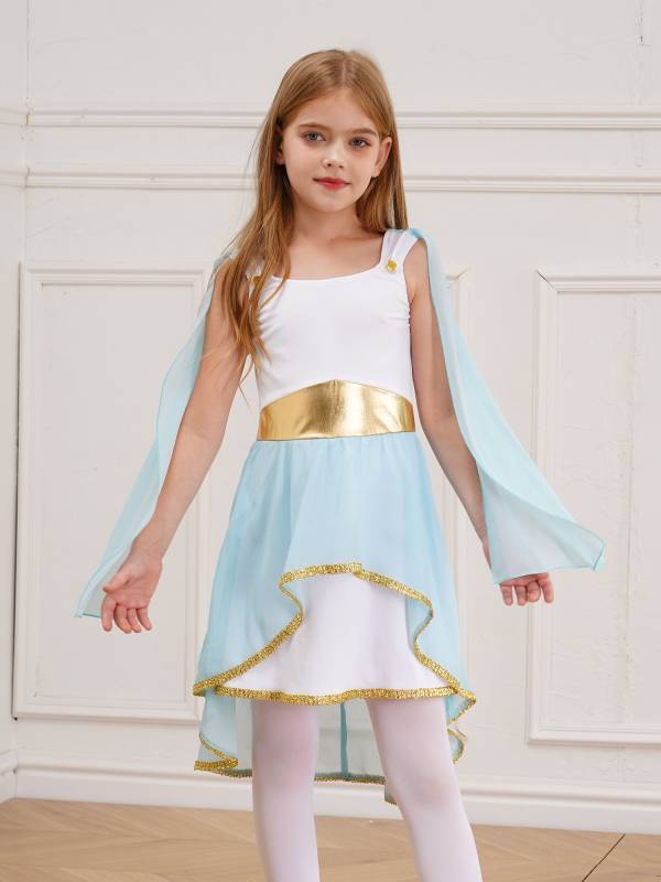 Girl Sleeveless Asymmetrical Dress Halloween Greek Toga Costume thumb