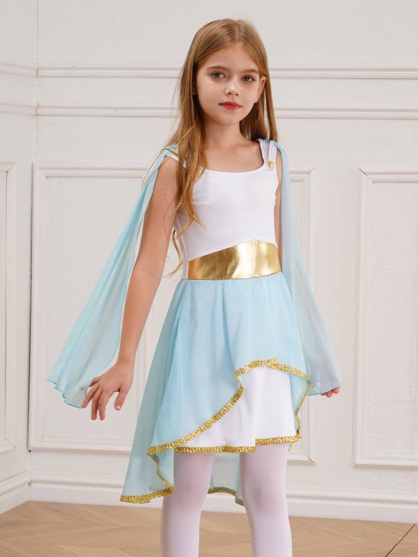 Girl Sleeveless Asymmetrical Dress Halloween Greek Toga Costume thumb