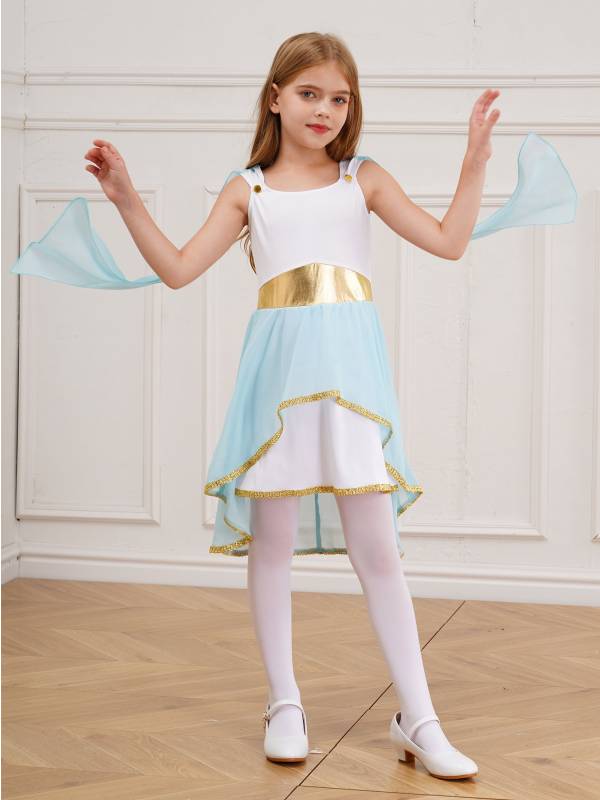 Girl Sleeveless Asymmetrical Dress Halloween Greek Toga Costume thumb