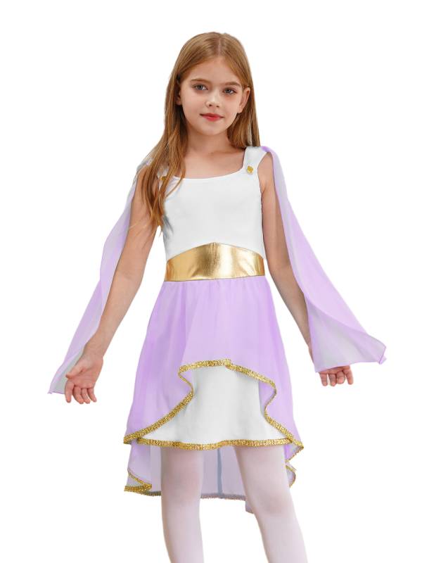 Girl Sleeveless Asymmetrical Dress Halloween Greek Toga Costume thumb