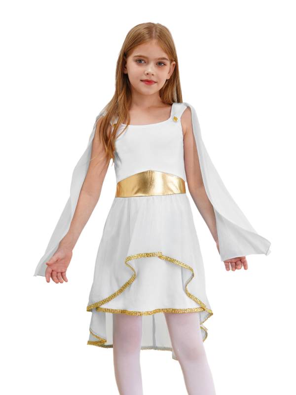 Girl Sleeveless Asymmetrical Dress Halloween Greek Toga Costume thumb