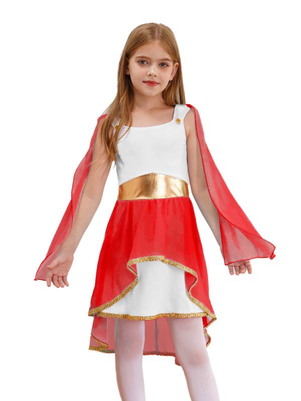 Girl Sleeveless Asymmetrical Dress Halloween Greek Toga Costume thumb