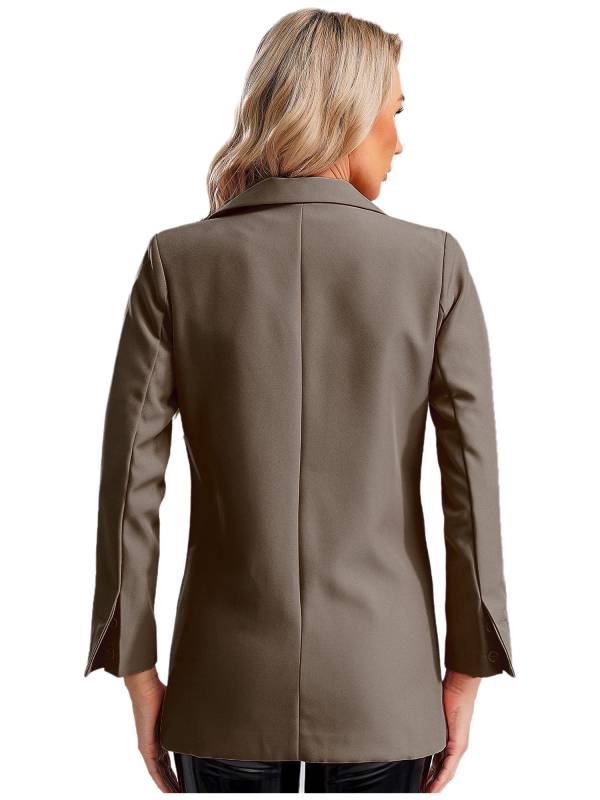 Women Solid Color Long Sleeve Notch Lapel Blazer thumb