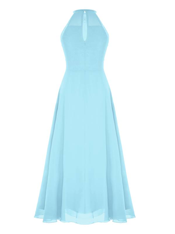 Kids Girls Halter Sleeveless A-line Chiffon Junior Bridesmaid Dress thumb