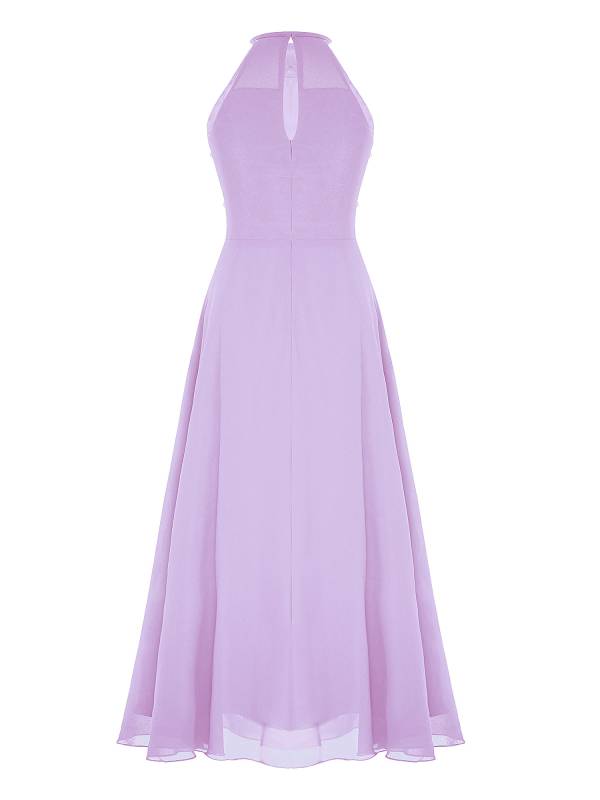 Kids Girls Halter Sleeveless A-line Chiffon Junior Bridesmaid Dress thumb