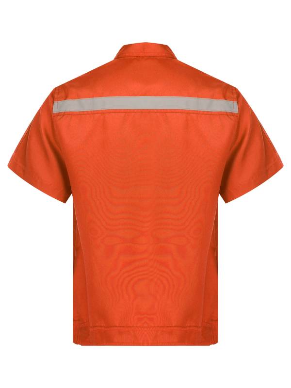 Men Short Sleeve High Visibility Reflective Stripes Zipper Work Shirt thumb