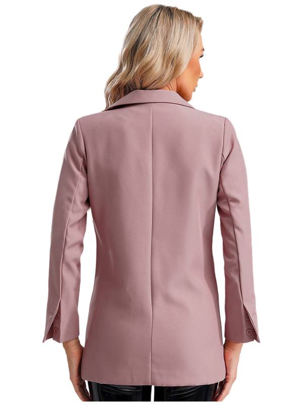 Women Solid Color Long Sleeve Notch Lapel Blazer thumb