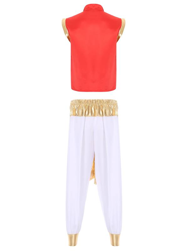 Men 2pcs Sequin Vest and Pants Halloween Arabian Prince Costume Set thumb