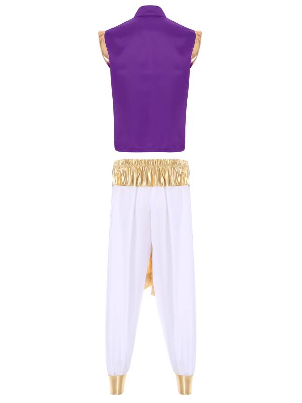 Men 2pcs Sequin Vest and Pants Halloween Arabian Prince Costume Set thumb