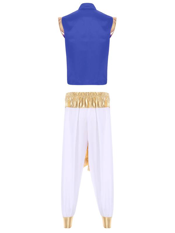 Men 2pcs Sequin Vest and Pants Halloween Arabian Prince Costume Set thumb