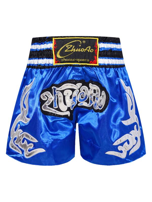 Kids Boys Color Block Elastic Waistband Side Slit Boxing Shorts thumb