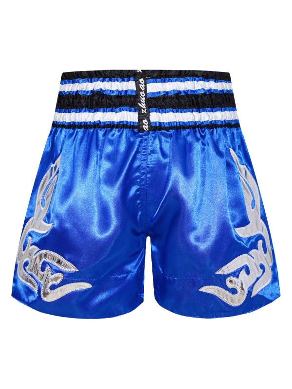 Kids Boys Color Block Elastic Waistband Side Slit Boxing Shorts thumb