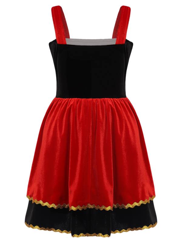 Kids Girl Halloween Circus Ringmaster Sleeveless Gold Trim Tank Dress thumb