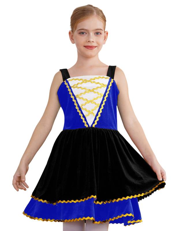 Kids Girl Halloween Circus Ringmaster Sleeveless Gold Trim Tank Dress thumb