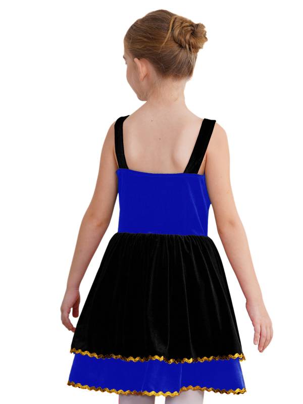 Kids Girl Halloween Circus Ringmaster Sleeveless Gold Trim Tank Dress thumb