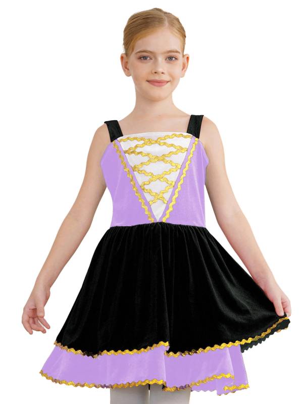 Kids Girl Halloween Circus Ringmaster Sleeveless Gold Trim Tank Dress thumb