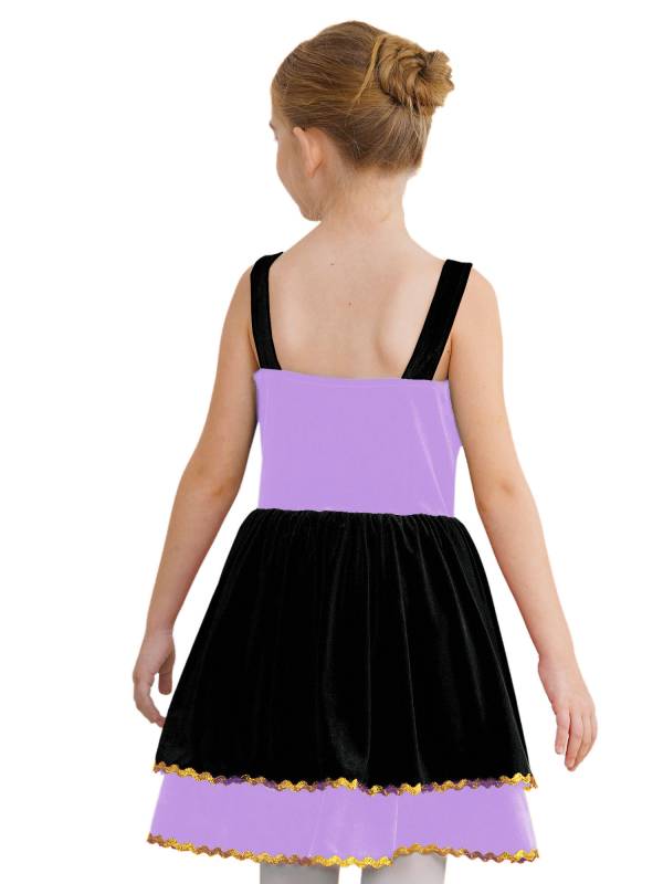 Kids Girl Halloween Circus Ringmaster Sleeveless Gold Trim Tank Dress thumb