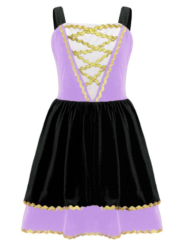 Kids Girl Halloween Circus Ringmaster Sleeveless Gold Trim Tank Dress thumb