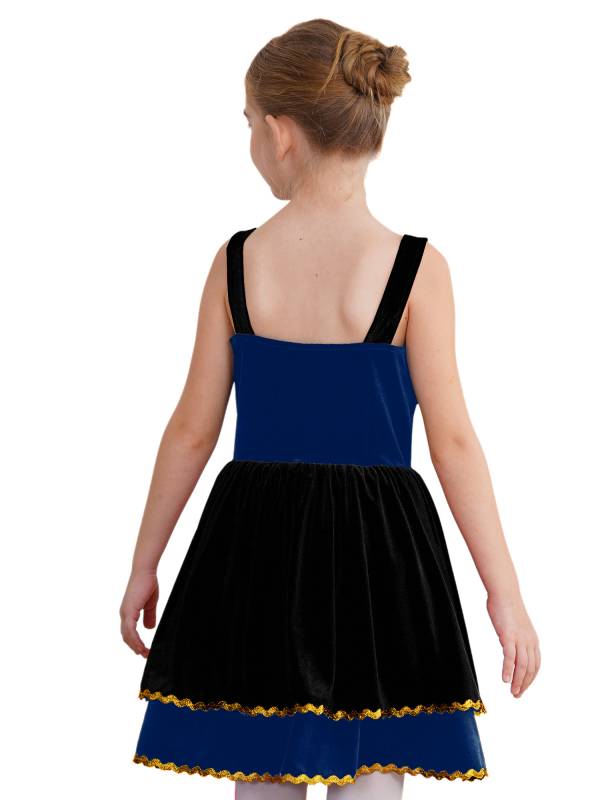 Kids Girl Halloween Circus Ringmaster Sleeveless Gold Trim Tank Dress thumb