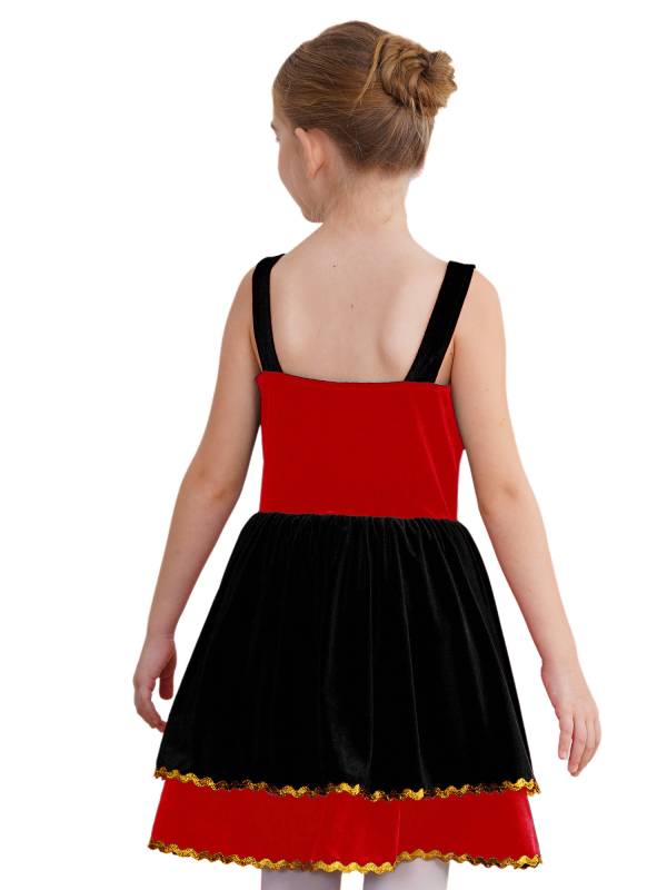 Kids Girl Halloween Circus Ringmaster Sleeveless Gold Trim Tank Dress thumb