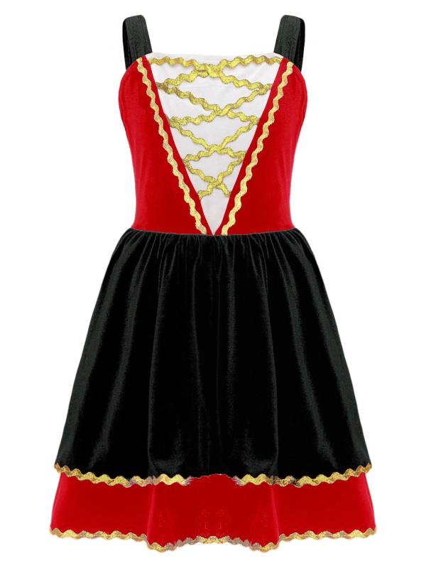 Kids Girl Halloween Circus Ringmaster Sleeveless Gold Trim Tank Dress thumb