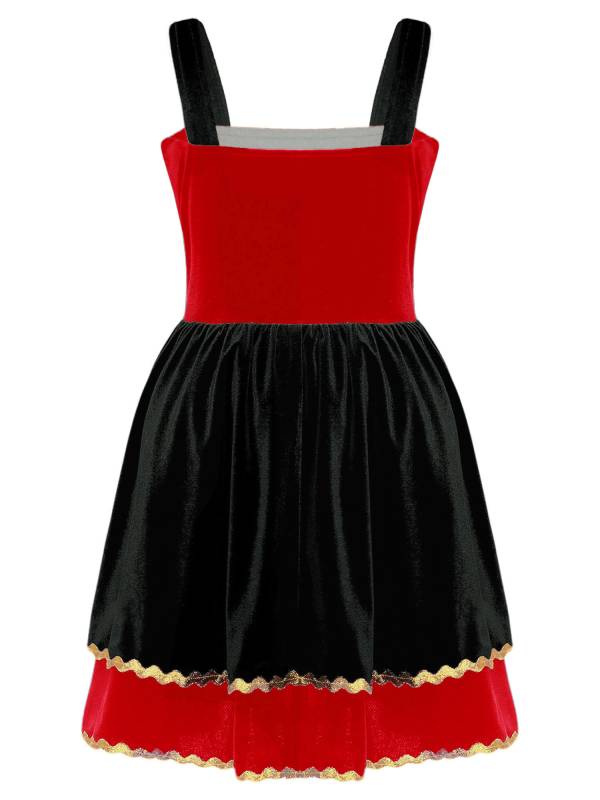 Kids Girl Halloween Circus Ringmaster Sleeveless Gold Trim Tank Dress thumb