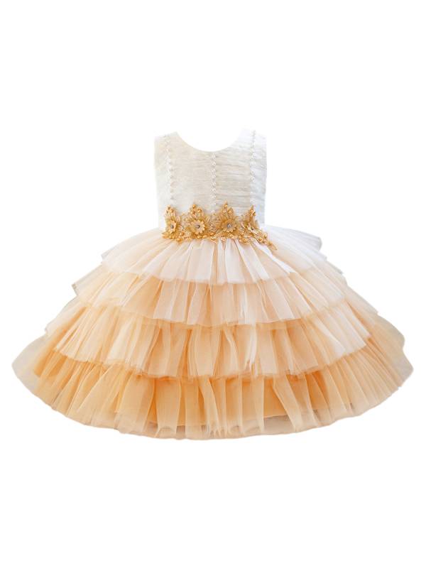 Baby/Toddler Girl Sleeveless Flower Beaded Tutu Dress for Birthday Party thumb