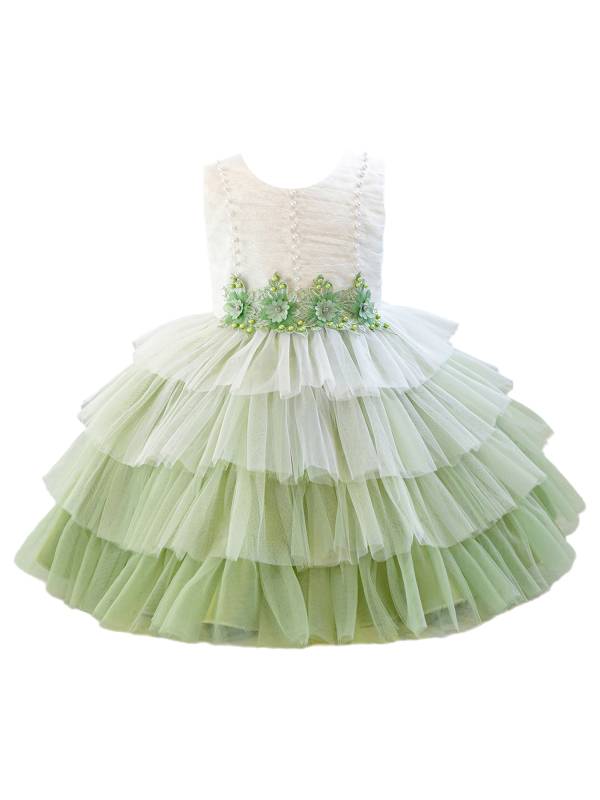 Baby/Toddler Girl Sleeveless Flower Beaded Tutu Dress for Birthday Party thumb