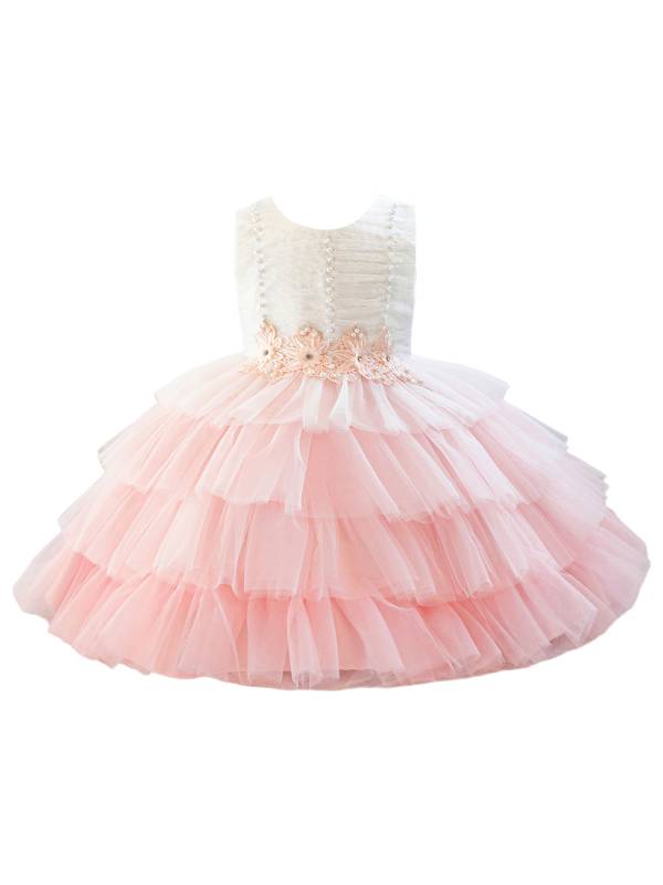 Baby/Toddler Girl Sleeveless Flower Beaded Tutu Dress for Birthday Party thumb