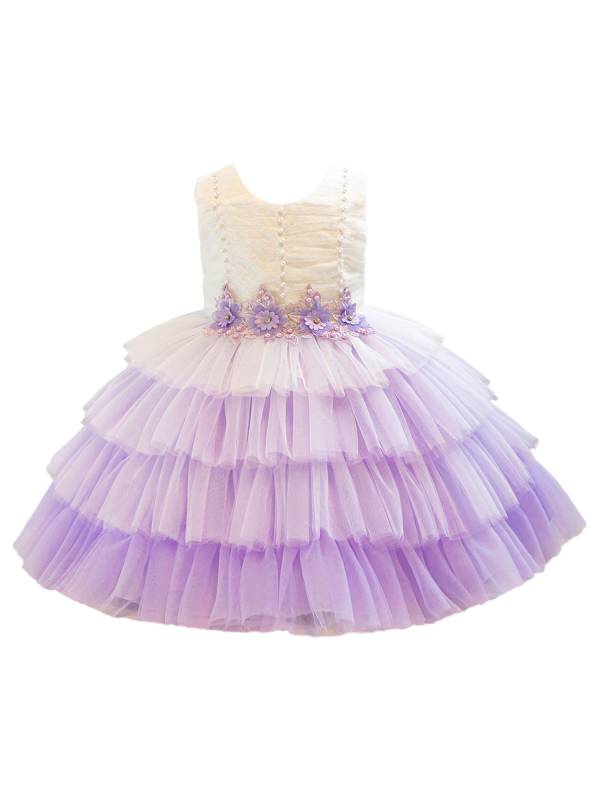 Baby/Toddler Girl Sleeveless Flower Beaded Tutu Dress for Birthday Party thumb