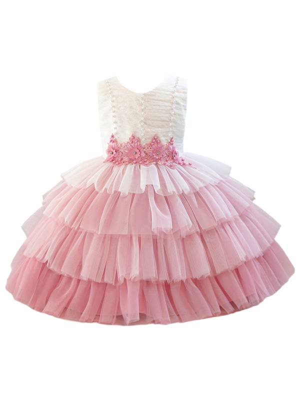 Baby/Toddler Girl Sleeveless Flower Beaded Tutu Dress for Birthday Party thumb