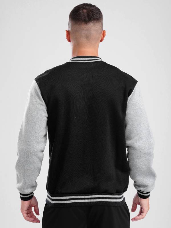 Men Long Sleeve Colorblock Front Button Baseball Jacket thumb