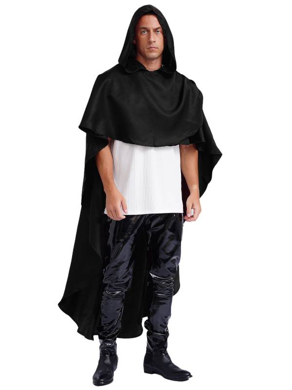 Men Halloween High-low Hem Hooded Cloak Vampire Wizard Gothic Costume thumb