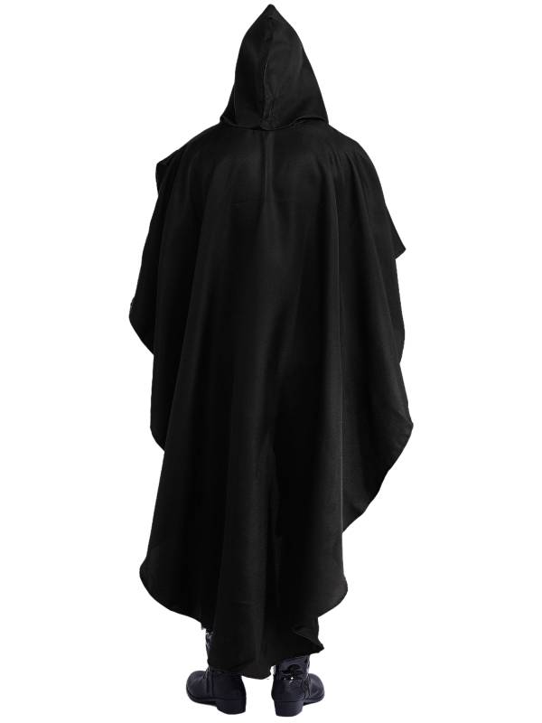 Men Halloween High-low Hem Hooded Cloak Vampire Wizard Gothic Costume thumb