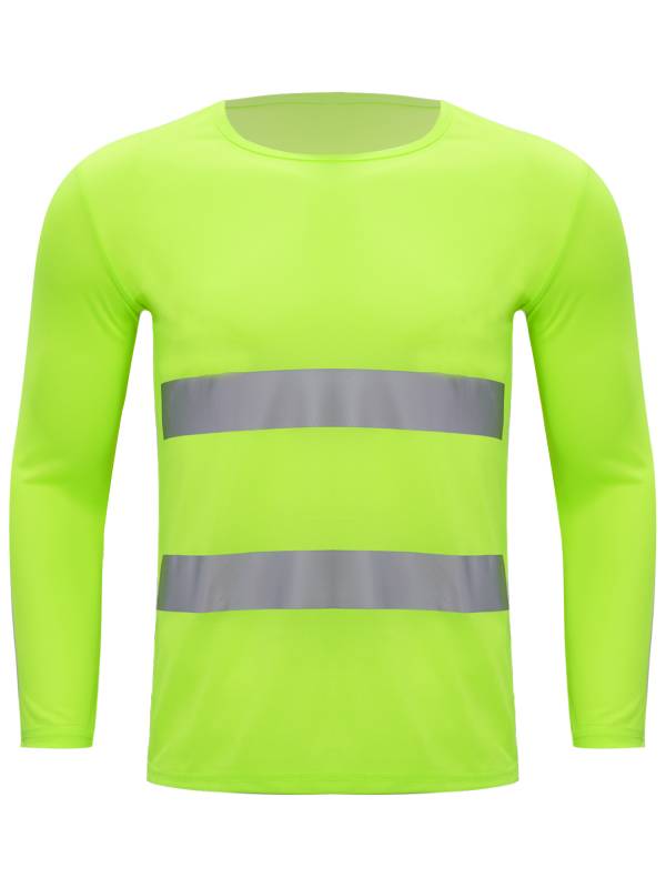 Men Moisture-Wicking Long Sleeves Reflective Stripe Sports T-shirt thumb