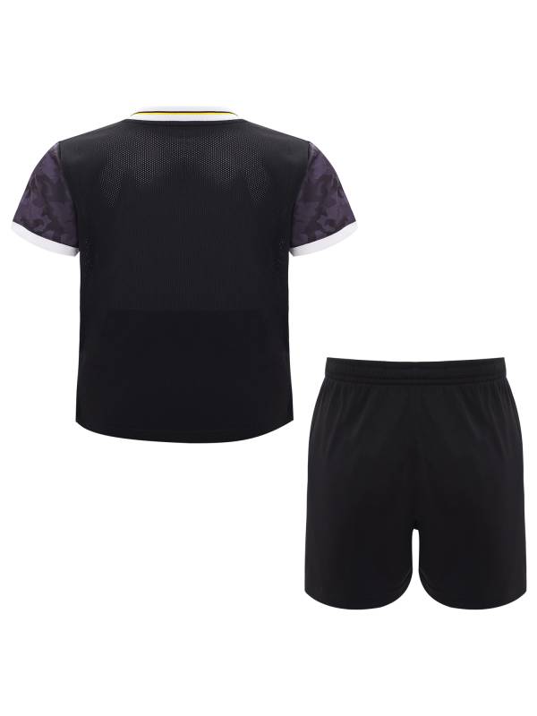 Kids Boys V-neck Short Sleeve Jersey T-shirt and Shorts Football Sports Set thumb