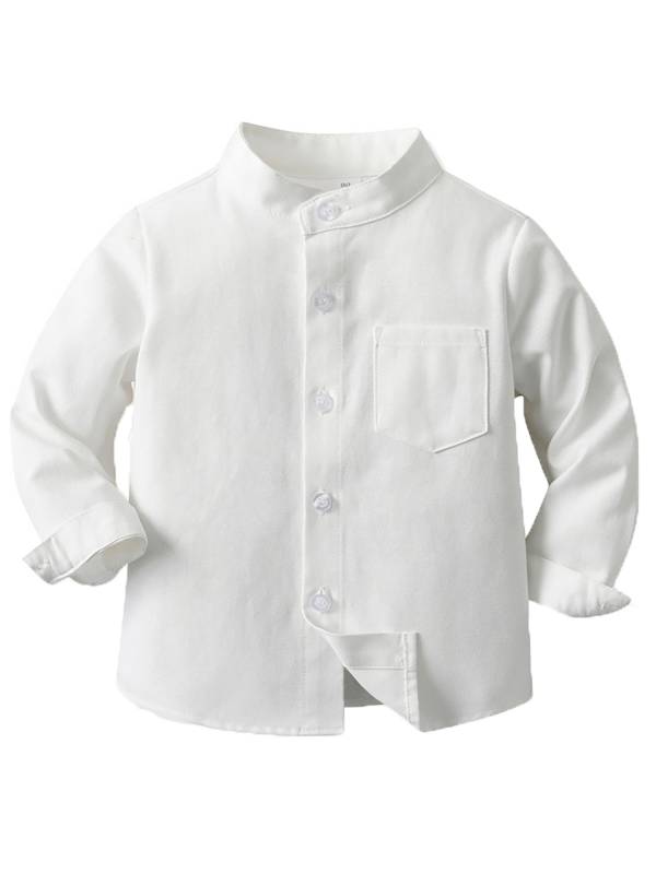 Baby/Toddler Boys Solid Color Long Sleeve Cotton Formal Shirt thumb