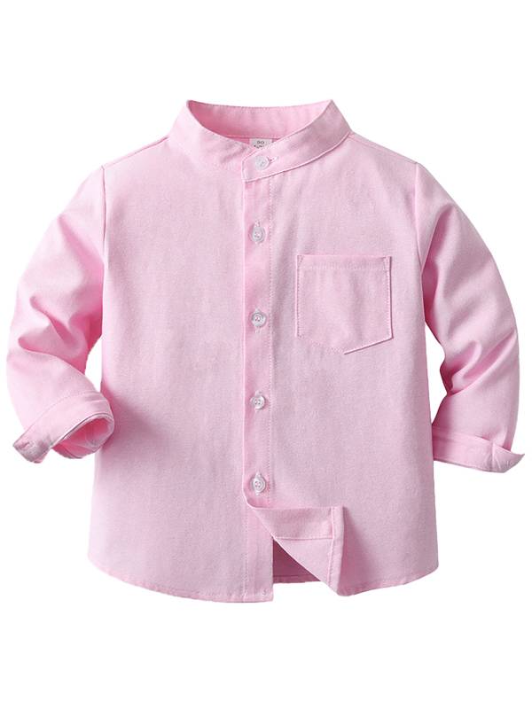 Baby/Toddler Boys Solid Color Long Sleeve Cotton Formal Shirt thumb