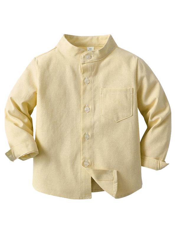 Baby/Toddler Boys Solid Color Long Sleeve Cotton Formal Shirt thumb