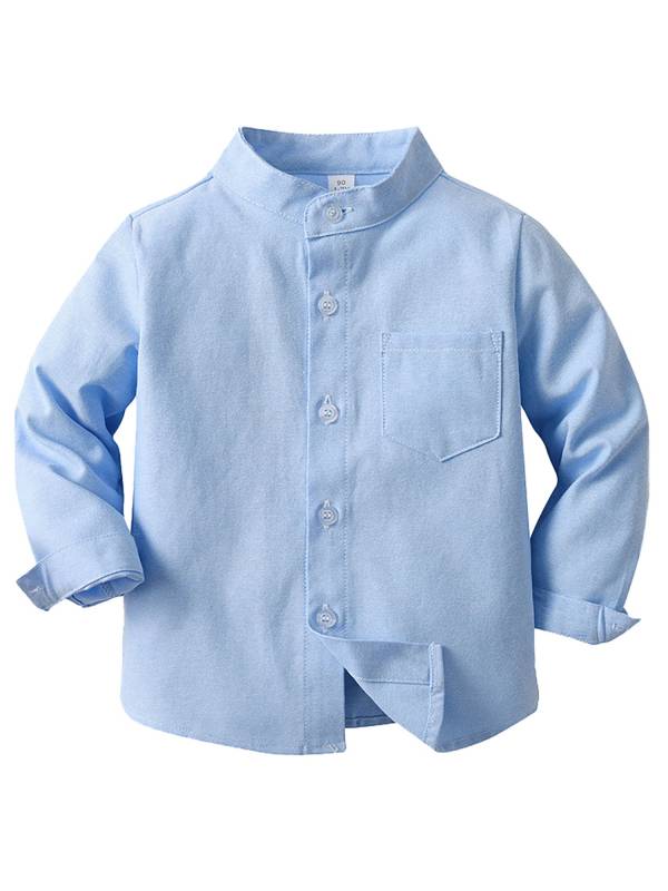 Baby/Toddler Boys Solid Color Long Sleeve Cotton Formal Shirt thumb