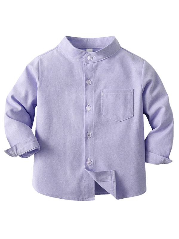 Baby/Toddler Boys Solid Color Long Sleeve Cotton Formal Shirt thumb