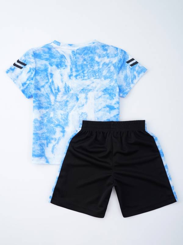 Kids Boys 2pcs Short Sleeve Tie-Dye T-shirt and Shorts Quick-Drying Sports Set thumb