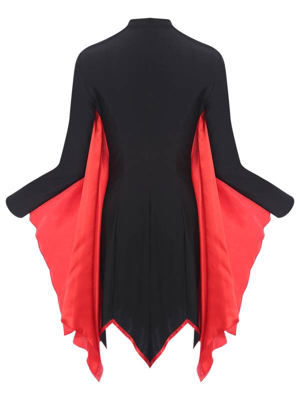 Women Halloween Batwing Sleeve Asymmetrical Mini Dress Vampire Witch Costume thumb