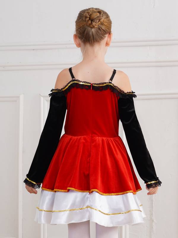 Kids Girls Medieval Pirate Costume Off Shoulder Long Sleeve Tutu Dress thumb