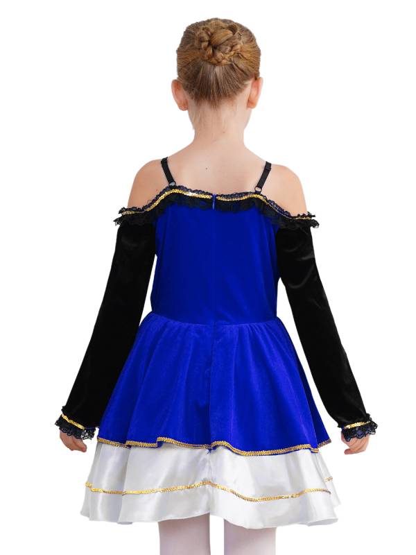 Kids Girls Medieval Pirate Costume Off Shoulder Long Sleeve Tutu Dress thumb